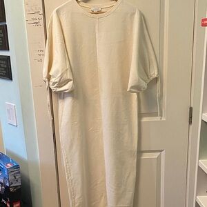 Topshop Cream Maxi Dress with Puff Sleeves